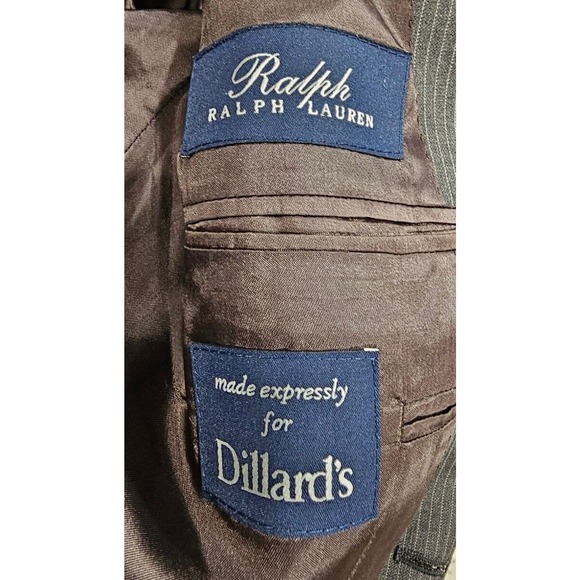Ralph Lauren Dillard's Blue Label 100% Wool Gray Striped Blazer Jacket MENS 46L - Picture 12 of 13